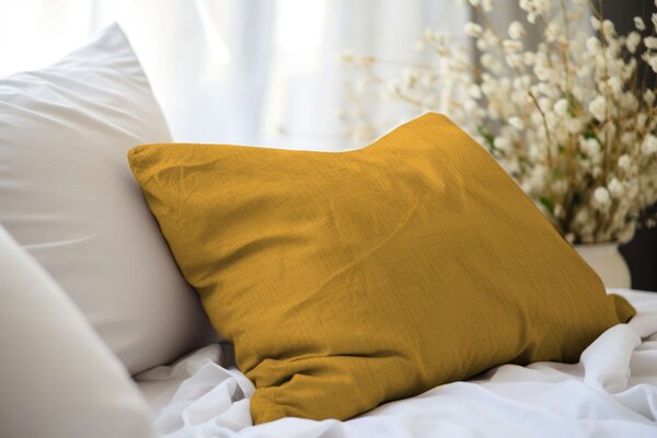DARRÉ Mušelínové povlečení Mustard Velikost: 140 x 200 + 70 x 90
