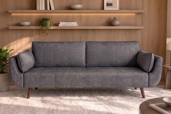 Designová rozkládací pohovka Amiyah 220 cm šedý samet