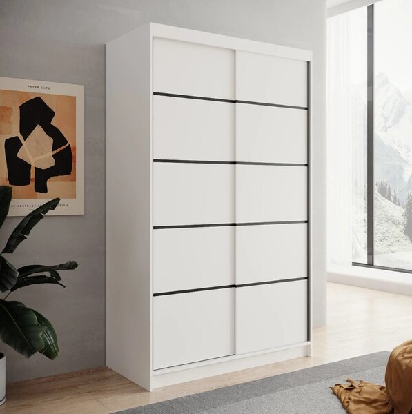 Šatní skříň s posuvnými dveřmi 120 cm MERLA - bílá