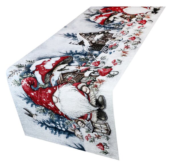Vánoční gobelínový běhoun na stůl Houbový skřítek Chenille IT039 Barva Vícebarevná Rozměry 40x130 cm