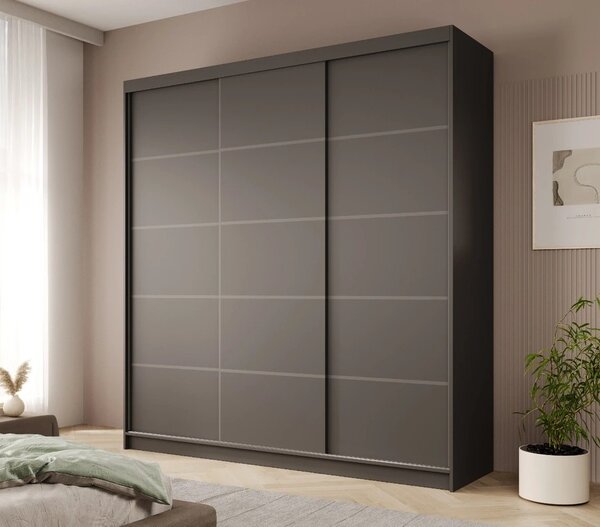 Šatní skříň s posuvnými dveřmi 200 cm MENTIS - černá