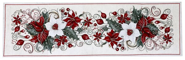 Vánoční gobelínový běhoun na stůl Vánoční růže Chenille IT040 Barva Vícebarevná Rozměry 40x130 cm
