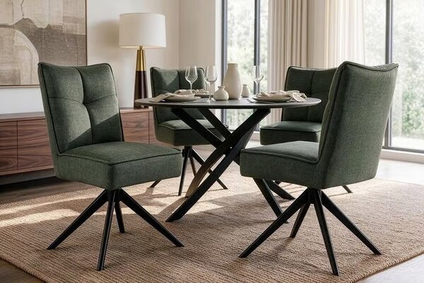 Designová otočná židle Narayan zelený samet