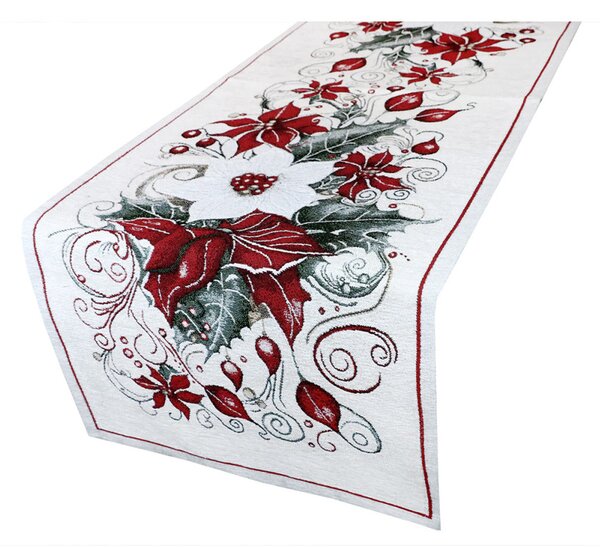 Vánoční gobelínový běhoun na stůl Vánoční růže Chenille IT040 Barva Vícebarevná Rozměry 40x130 cm