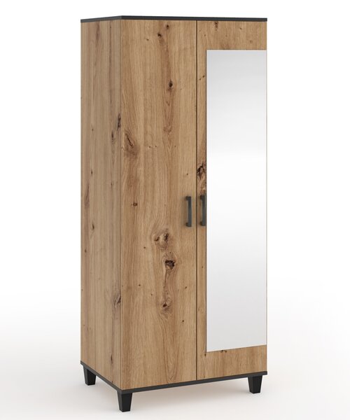 Šatní skříň se zrcadlem 80 cm CANRIS - dub artisan