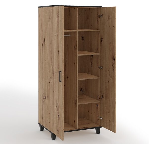 Šatní skříň se zrcadlem 80 cm CANRIS - dub artisan