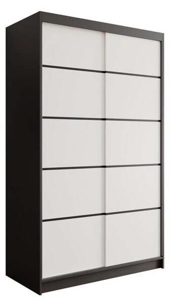 Šatní skříň s posuvnými dveřmi 120 cm MERLA - černá / bílá