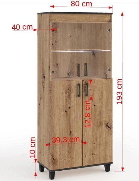 Prosklená vitrína CANRIS - dub artisan