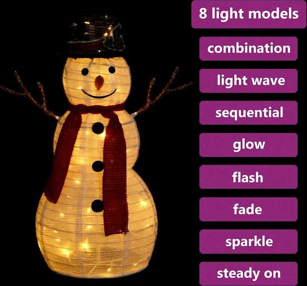 VidaXL Dekorativní vánoční sněhulák s LED luxusní tkanina 60 cm [329759]