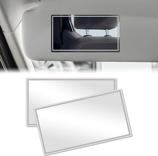 Kosmetické zrcátko s ochranou proti oslnění, samolepicí, rozměry 6,5 x 11 cm, vyrobené z nerezové oceli, určené do interiéru automobilu