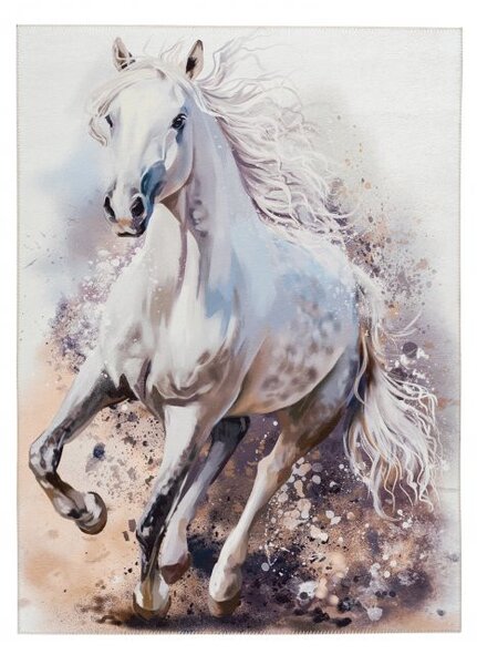 Dětský koberec s bílým koněm Torino Kids 235 white horse 80x120 cm
