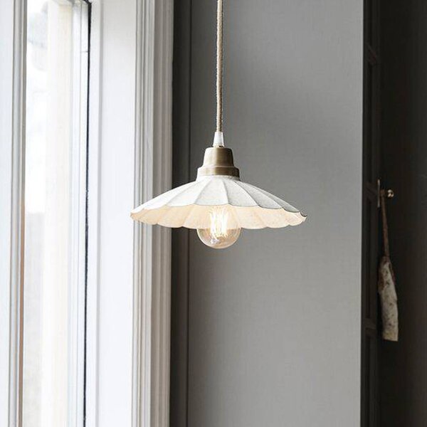 PR Home Závěsné světlo Ester, smetanová, Ø 24 cm, železná zástrčka, Bílá / opál, Obývací pokoj / jídelna, kov, Vintage