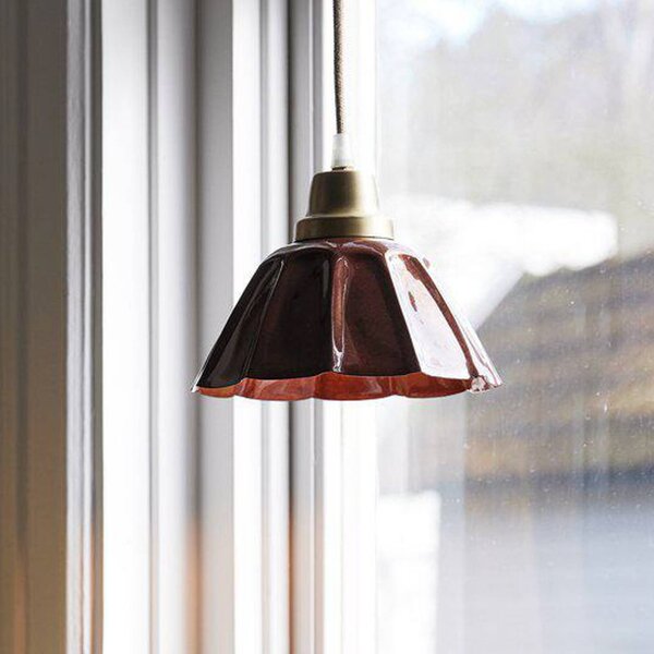 PR Home Závěsné světlo Ester, terakota, Ø 17 cm, železná zástrčka, Hnědá / rez, Obývací pokoj / jídelna, kov, Vintage