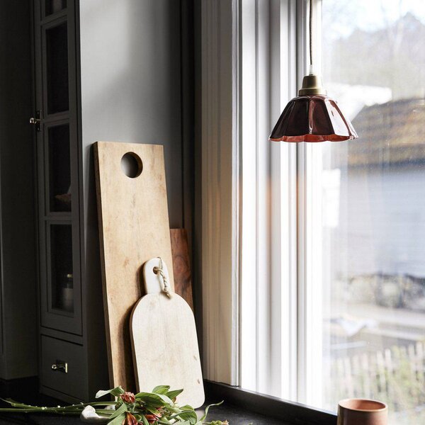 PR Home Závěsné světlo Ester, terakota, Ø 17 cm, železná zástrčka, Hnědá / rez, Obývací pokoj / jídelna, kov, Vintage
