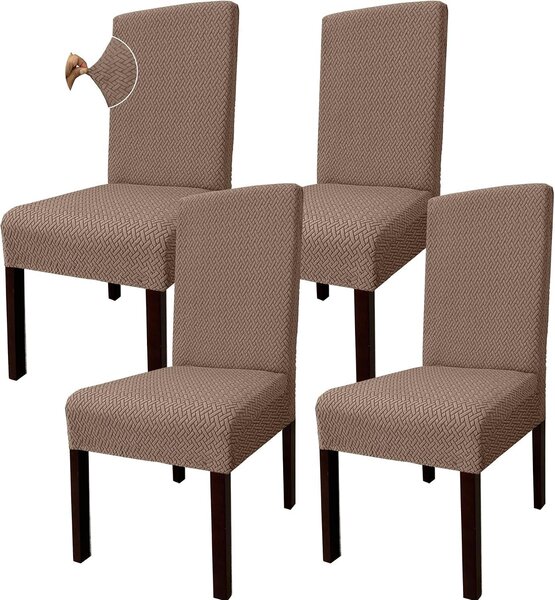 Sada potahů na jídelní židle, tkanina Jacquard, 4 kusy, voděodolná, určená pro jídelní židle