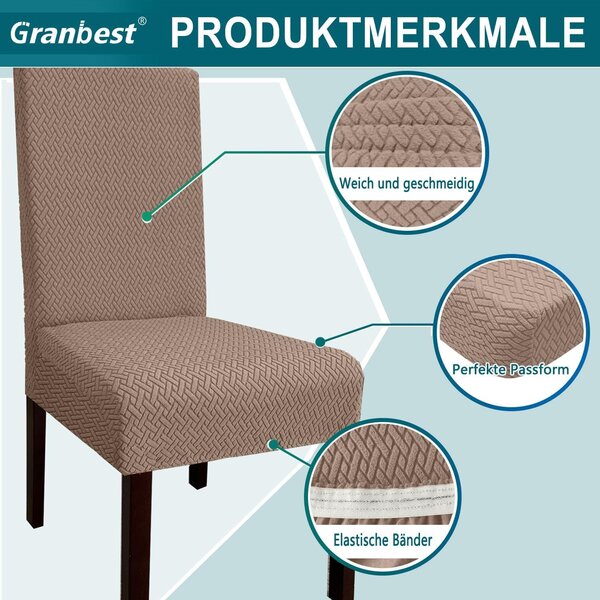 Sada potahů na jídelní židle, tkanina Jacquard, 4 kusy, voděodolná, určená pro jídelní židle