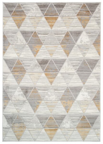 Makro Abra Moderní kusový koberec ASTHANE E460A Trojúhelníky světle šedý / tmavě žlutý Rozměr: 140x200 cm