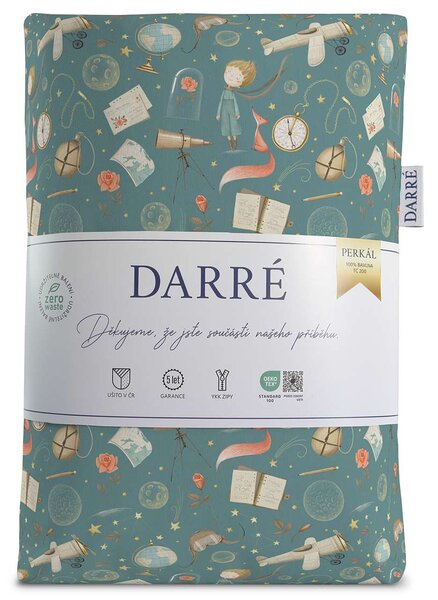 DARRÉ Perkálové bavlněné povlečení Malý princ - zelené Velikost: 140 x 200 + 70 x 90