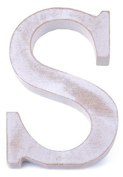 Dřevěná písmena abecedy vintage - 18 "S" bílá přírodní