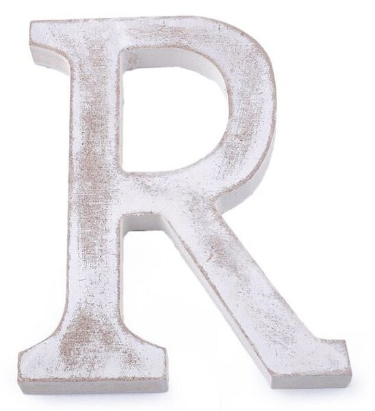 Dřevěná písmena abecedy vintage - 17 "R" bílá přírodní
