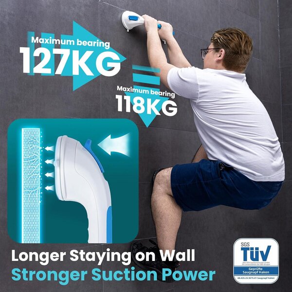 Držák na ručníky do koupelny, 43 cm, nosnost do 110 kg, vhodný pro seniory