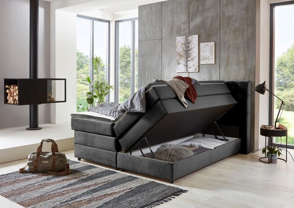 POSTEL BOXSPRING, 160/200 cm, antracitová MID.YOU - Postele s úložným prostorem, Online Only