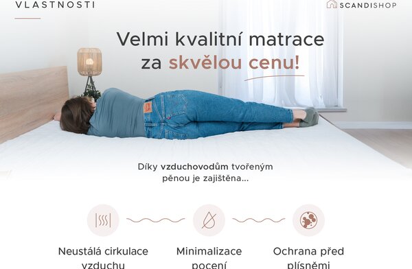Pěnová matrace DELUXE 80 x 200 cm Ochrana matrace: BEZ chrániče matrace