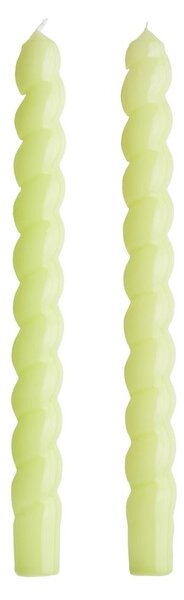TWISTED Sada lesklých svíček 2 ks 25,5 cm - zelená