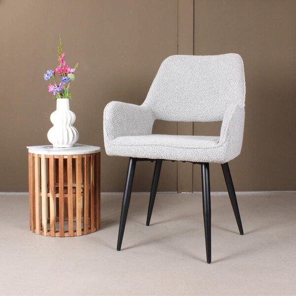 Jídelní židle s potahem z boucle látky, šedá barva, ergonomický design, 1 kus, vhodná do kuchyně