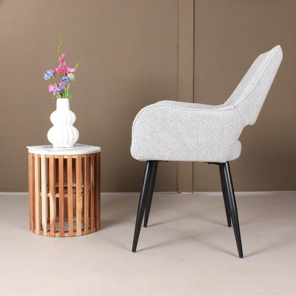 Jídelní židle s potahem z boucle látky, šedá barva, ergonomický design, 1 kus, vhodná do kuchyně