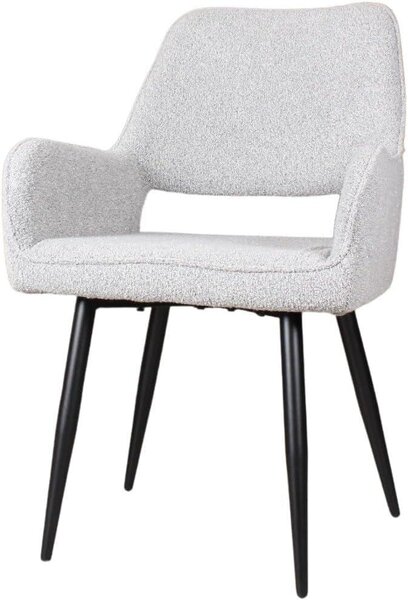 Jídelní židle s potahem z boucle látky, šedá barva, ergonomický design, 1 kus, vhodná do kuchyně