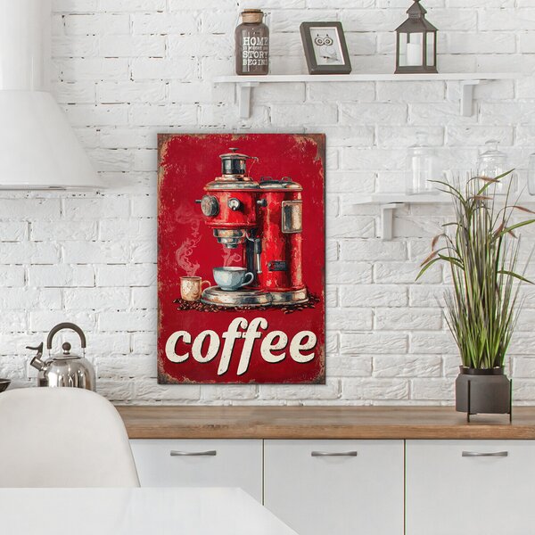 DUBLEZ | Retro dřevěný obraz - Coffee | UV tisk, Premium