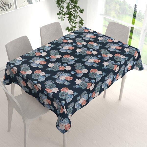 Biante Teflonový obdélníkový ubrus TF-060 Modré a červené růže na tmavě modrém 60x100 cm