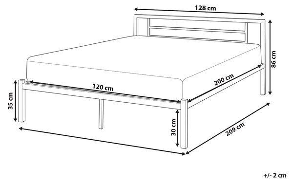 Postel Kov CUSSET 120 x 200 cm Černá