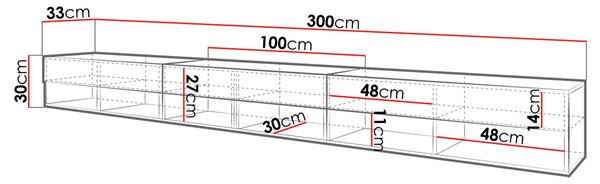 Televizní stolek 300 cm WILLA A - kaštan