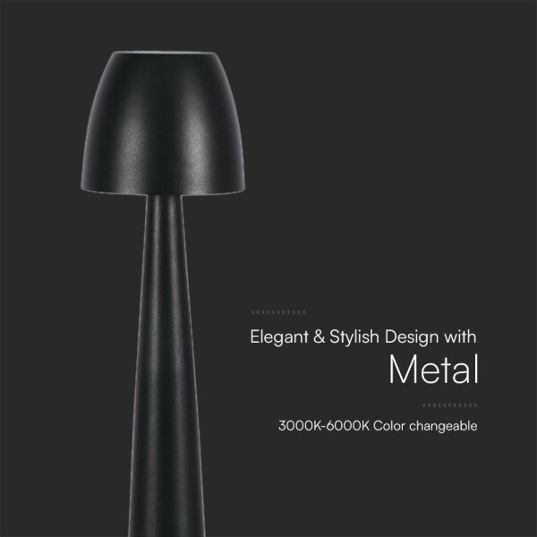 LED Stm. nabíjecí dotyková stolní lampa LED/3W/5V 3000-6000K černá