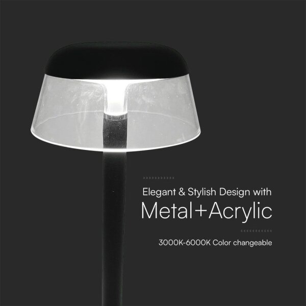LED Stm. nabíjecí dotyková stolní lampa LED/3W/5V 3000-6000K černá