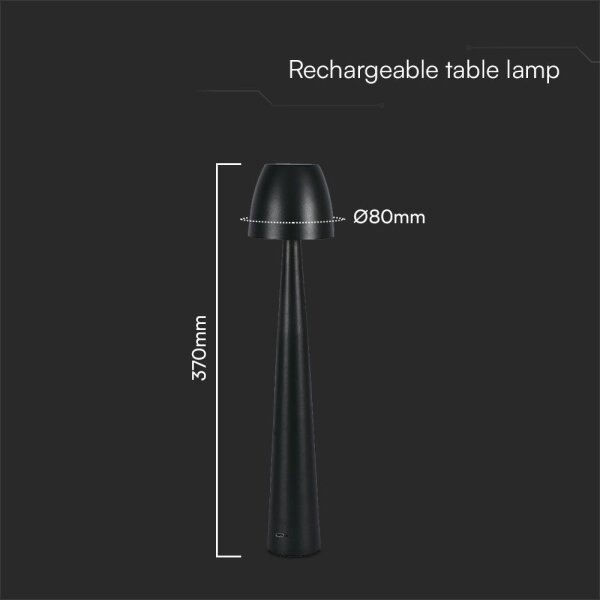 LED Stm. nabíjecí dotyková stolní lampa LED/3W/5V 3000-6000K černá