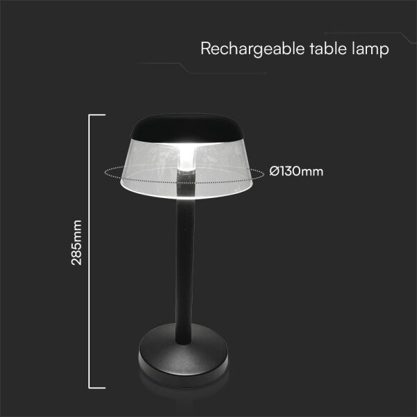 LED Stm. nabíjecí dotyková stolní lampa LED/3W/5V 3000-6000K černá