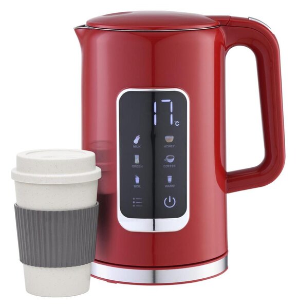 Rychlovarná konvice s LCD displejem 1,7 l 2200W/230V červená + cest.hrnek 450 ml