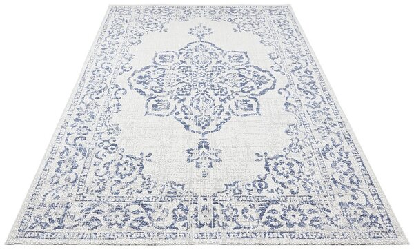 Hanse Home, Kusový koberec Beach 103853 Cream/Blue – na ven i na doma, 80x150, modrá, chodba / předsíň