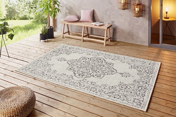 Hanse Home, Kusový koberec Beach 103855 Cream/Grey/Anthracite – na ven i na doma, 120x170, béžová, bílá, chodba / předsíň