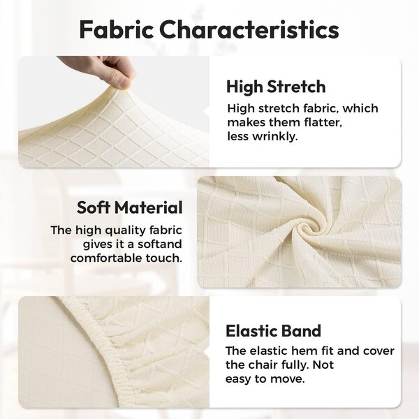 Sada potahů na židle, tkanina Jacquard, elastická, 6 kusů, omyvatelná, vhodná pro jídelní židle