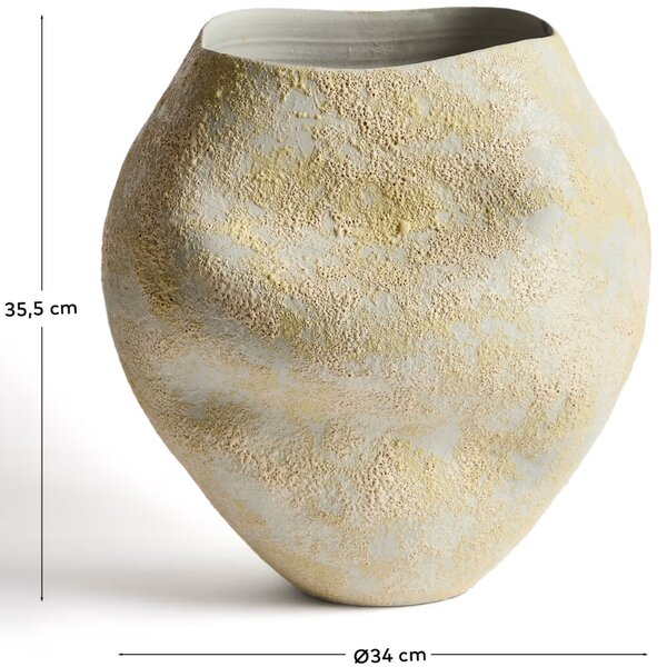 Kave Home Žlutá keramická váza Medira 36 cm