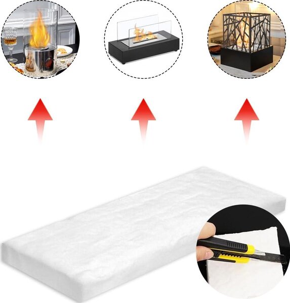 Keramické knoty pro bioetanol, 6 kusů, rozměry 300 x 100 x 13 mm, vhodné pro kamna na bioetanol
