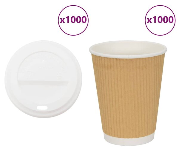 Papírové kelímky na kávu s víčky 1000 pcs 16oz 400ml