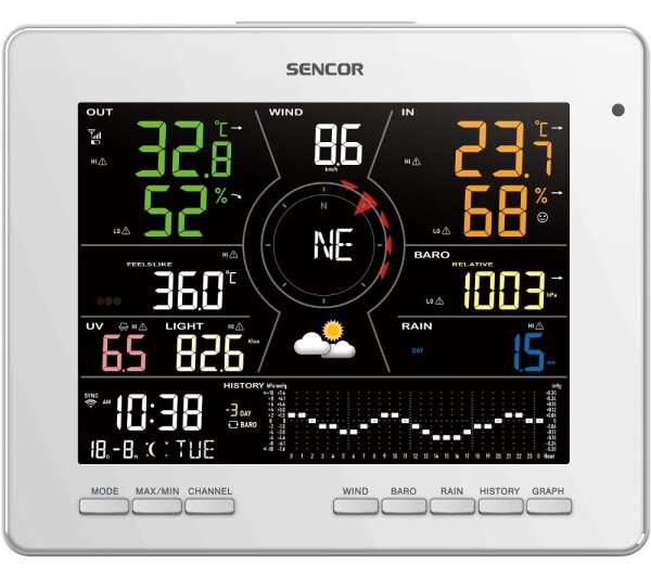 Sencor - Profesionální meteostanice s barevným LCD displejem 1xCR2032 Wi-Fi Tuya