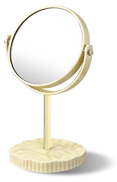 Zrcadlo do koupelny, oboustranné, chromované, výška 30 cm, průměr 17,5 cm, určené na poličku nebo stůl