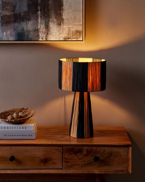 Stolní lampa WELMEL Proutí Hnědá/Černá