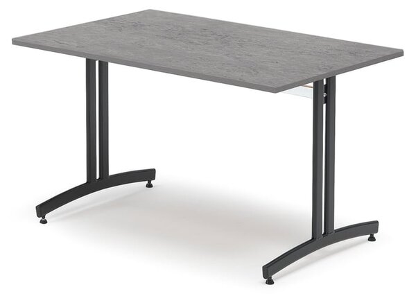 AJ Produkty Stůl, 1200x800 mm, tmavě šedé linoleum, černá